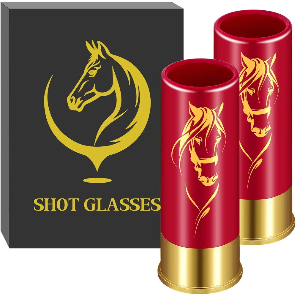 2pcs/Set Plastic Shot Glasses Horse Head Decoration 12GA Small Bullet Shot Cups Bar Party Wine Cup Gifts